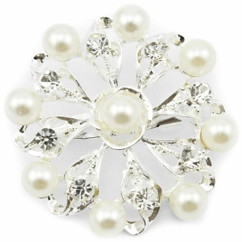 New silver pearl brooch pins - silver,