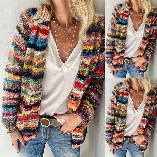 Women striped knitted - knitted, long
