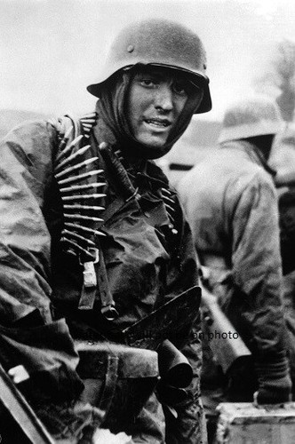 German soldiers heavily armed - heavily,