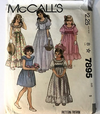 7895 - McCalls - Set of Flower Girl's Gown Dresses Size 5 Child Vintage Sewing