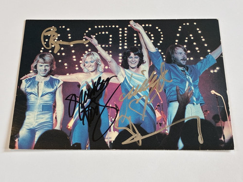 Abba signed vintage postcard - abba,