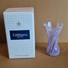 Caithness Glass Bud / crocus Vase  Lilac Swirl 12 cm tall Boxed