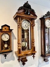 1870 Beautiful Medium Austrian Early Vienna Carved Solid Walnut One Weight Clock