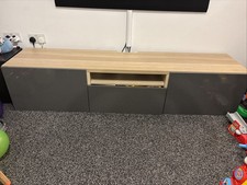 IKEA Besta Burs TV Unit with Wall Shelf Cabinet High Gloss Grey