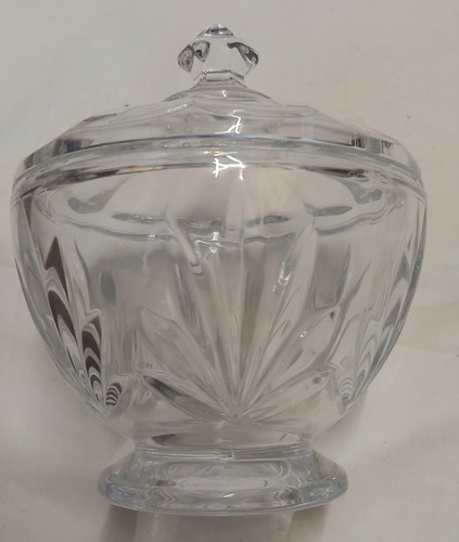 Glass sugar bowl - with, lid.used
