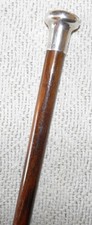 Antique Ebony Walking / Stick Cane - Hallmarked 1921 Silver Pommel Top J. Howell