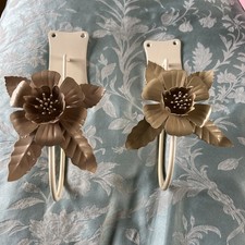 Pair Of Metal Laura Ashley Hook Tie Backs For Large Curtains Beige