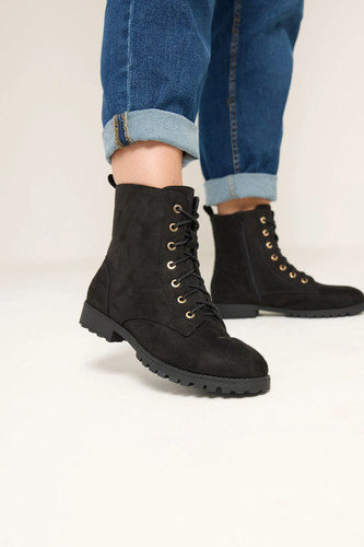 Women faux suede - faux, lace