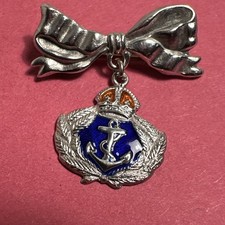 Antique Sterling Silver & Enamel British WW2 Royal Navy Sweetheart Brooch