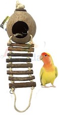 LAZY BONES BIRD BUDGIE COCKATIEL NATURAL COCO HIDEAWAY WITH LADDERS TOY 21209