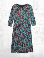 Women’s Seasalt Jersey Dress ¾ Sleeve Sea Cotton Midi Onyx Petal Crew Neck