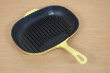 Vintage LE CREUSET Yellow Oval Grill Frying Pan Cast Iron 32cm Griddle Skillet