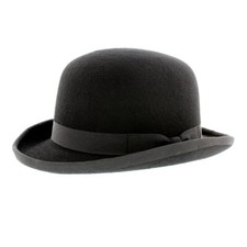 Quality Black 100% Wool Bowler Hat Satin Lined 3 Sizes Whiteley Hats