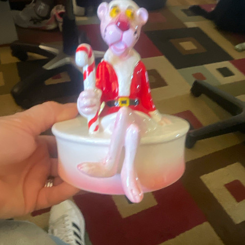 Ceramic pink panther christmas - pink,