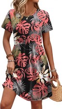 Tropical Leaf Dress Short