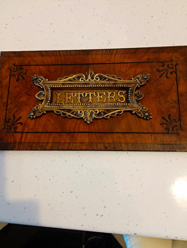 Antique ornate brass letterbox - brass,