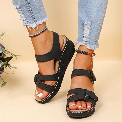 Ladies womens mid wedge heel - wedge,