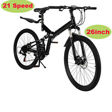 26 inch Folding Bikes Mens Mountain Bike Full Suspension Disc Brake Bicycle