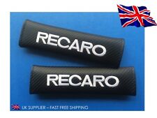 2x RECARO Embroidered - CARBON FIBRE - Seat Belt Shoulder Cover Pads - UK Stock