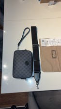 Gucci GG Supreme Messenger Bag Small, Black/Gray Canvas, Leather