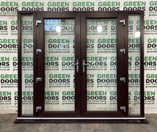 ROSEWOOD FRENCH DOORS SIDELIGHTS WITH BROWN EXTERNAL EXTERIOR MODERN USED UPVC