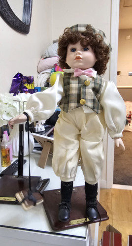 Porcelain boy doll plaid - boy,