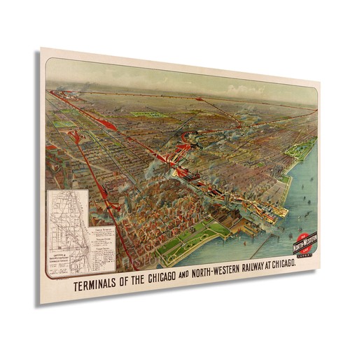 1902 chicago map wall art - chicago,