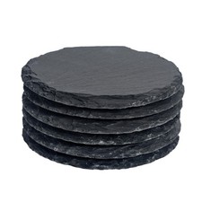 6x Round Slate Coasters 10cm