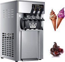 Commercial Countertop 2+1 Flavor Soft Serve Ice Cream Machine Maker 16-18L/H