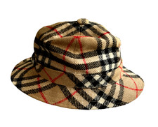 Burberrys Vintage Nova Check Wool Bucket Hat Size M (Womens) In VGC