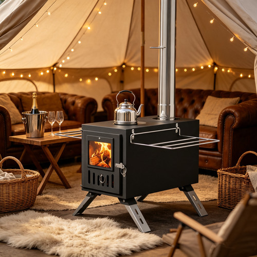 Small camping wood stove with - small,
