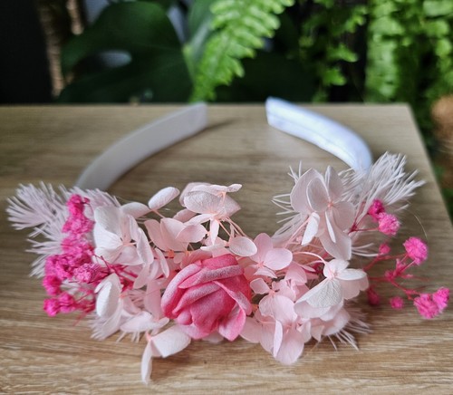 Pink dried flower headband - flower,