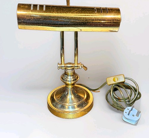Vintage brass banker desk lamp - banker,