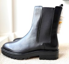 M&S Black Leather Chelsea Boots Chunky Sole