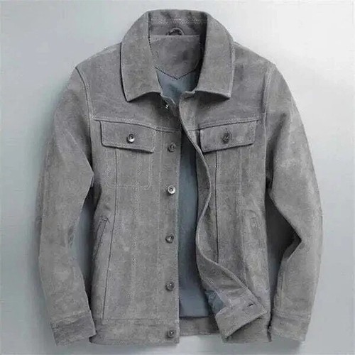 Men leather trucker jacket - men's,