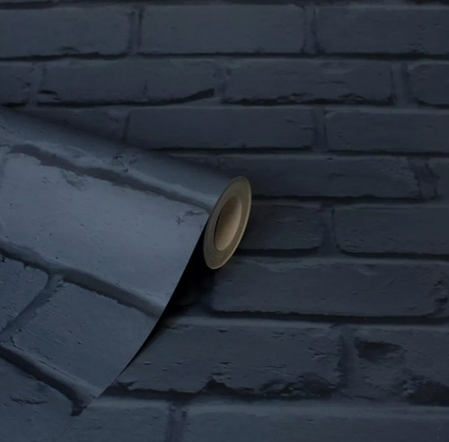 Navy painted brick effect - navy,