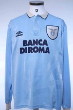 Original Authentic S.S Lazio Signori #11 1993/95 Home Shirt - Long Sleeve - XL