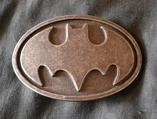 Men's Belt Buckle Novelty DC Superhero Batman 3D Textured Grey Logo