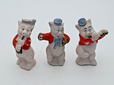 Vintage Bisque Porcelain Cake Decorations Three Little Pigs