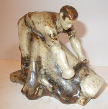 Saxbo Stoneware Pottery Figure TANNER by HUGO LIISBERG dated 1949 Copenhagen