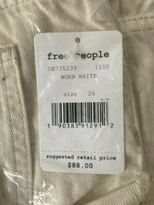 Free People Summer Babe Short Denim Dungarees Worn White Sz 25 26 27