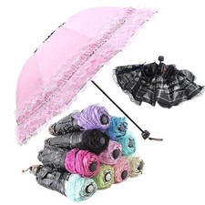 1pc Vintage Lace Umbrella Rain Sun Anti-UV Parasol Folding Flower