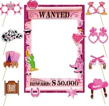 Wild West Western Party Decorations - Pink Cowboy Photo Booth Props Set with... 