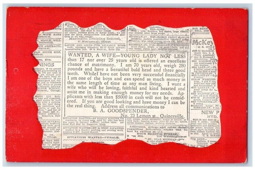1919 wife wanted newspaper - 1919,