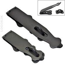 Door Latch Hasp and Staple Heavy Duty Clasp Padlock for Shed Cabinet Metal Black