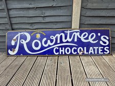 1930s ROWNTREES CHOCOLATES Enamel Sign Advertising LARGE 60" x 15"