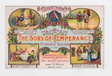 THE ORDER OF 'THE SONS OF TEMPERANCE' FRIENDLY SOCIETY POSTCARD E20C - Tem14