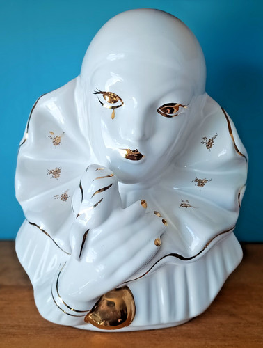 Pierrot the clown - clown, white/gold
