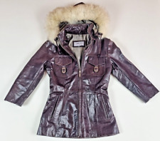 Women/ Ladies Dark Brown Real Leather Coat Femini Touch Size S/10
