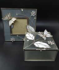 Juliana Collection Photo Frame &  Trinket Box Mother Of Pearl & Frosted Glass 